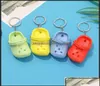 Keychains Fashion Accessories 20st Mixed Colors 3D Mini 7,5 cm Eva Beach Hole Little Shoe Keychain Bag Keyring Car Handbag Key Chain2519401