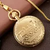 Pocket Watches Gold Copper Steam Train Design Automatic Mechanical Men's Watch Gift Box Antique Steampunk Fpb Chain Pendant Timepiece