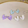 Boucles d'oreilles à clous pour femmes et filles, 3 couleurs, motif d'amour violet, Graffiti, bleu, cœur, Clip, mode minimaliste, bijoux pour femmes et filles