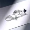 Серьги-кольца, модная цепочка для пирсинга с двумя отверстиями в ухе, черная пентаграмма, звезда, кристалл, простые женские серьги в стиле бохо, ювелирные изделия, подарки