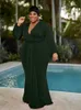 Robes Wmstar grande taille robes pour femmes à manches longues Stretch Sexy col en V drapé élégant Maxi robe automne vêtements en gros livraison directe