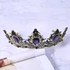 Fermagli per capelli Viola Cristallo Tiara da sposa Corona nuziale per la sposa Fascia per capelli Cerchio Strass Pietra Accessori di ciondoli di lusso