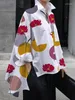 Женские футболки Lemongor, модные блузки с карманами и цветочным принтом в горошек, женские весенне-осенние элегантные топы с длинными рукавами 2024