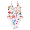 Fashion Print Sling Bathing Suit Women Padded One Piece Swimwear Summer Beach Vacation Backless Biquinis Slim Swimsuit