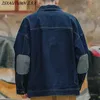 Japońska niebieska kurtka dżinsowa man retro luźne odzież wierzchnią mężczyzn dżinsy kurtka cargo kowboj Casual Windbreaker Pockets Streetwear Coats 240102