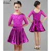 Stage Wear 1pcs / lot Enfants Enfant Filles Robe de danse latine Floral Sexy Salsa Costume Ballroom Tango Robes