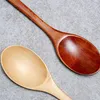 Cucchiai di legno lungo in legno massello stoviglie cucchiaio da caffè mescolare bastone latte tè miele zuppa accessori da cucina 2024