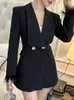 Women's Suits Fashion Luxury Blazer Chic Bright Diamonds Black Long Jackets Formal Party Coat Ladies Outerwear Stylish Tops