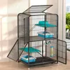 Cat Carriers Large Hiding House Corral Panoramic Villa Luxury Modern Metal Cage Indoor Jaulas Grandes Furniture HY