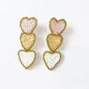 Kolczyki Dangle Słodki koraliki Walentynki Dzielenie serca Neon trzywarstwowe koraliki ryżowe Krople dla kobiet biżuteria estetyczna