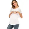 Pregnancy Clothes Maternity Clothing T Shirt Pregnant Women Breastfeeding Tee Nursing Tops Pink Tshirt Short Sleeve 240102