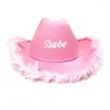 Berets Female Cowgirl Hat Bridal Shower Cap Feather Trim Felt Bridesmaids Headwear