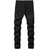 Denim Jeans Design Fashion Lacquer Foot Casual Pants Stretch Regular Fit Black Long Mens Four Season Plus Size 240102