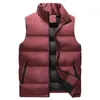 Men's Vests Men Winter Waistcoat Thick Padded Windproof Sleeveless Stand Collar Zipper Pockets Cardigan Solid Color Outdoor Outerwear Vest