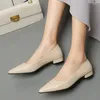 Kleid Schuhe Frauen Low Heels Pumps Slip On Damen Plus Größe 41 Weiß Hochzeit Schuh Solide Spitz Casual Zapatos