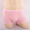 Underpants Lace Transparent Men's Underwear Red Ultra-thin Perspective Shorts Sexy U-convex Breathable Boxer Pants