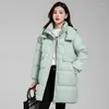 Women's Trench Coats Hooded Women Solid Parkas Zipper Thick Warm Full Sleeve Korean Mid Length Coat Splice Outerwear Loose Casual Winter