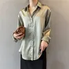 Spring Fashion Button Up Satin Faux Silk Shirt Vintage Blouse Women White Lady Long Sleeves Female Loose Street Shirts 240102