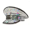 Bérets Y166 chapeau de capitaine de bijoux avec des paillettes de cristal lourdes pour la mariée Bachelorette Party main perles papillon mariage Pos