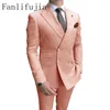Fanlifujia Store 2023 Casual Sky Blue Men Suits Double Brupt Lapel Gold Button Goom Wedding Tuxedos Costume Homme 240103