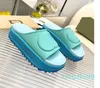 Women Miami Interlocking G Platform Slippers Classics Slides Solid Color Flip Flops Women's Rubber sole Sandals Thick Bott