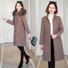 Trench da donna Giacca invernale Con cappuccio Collo lungo in pelliccia Parka Donna Casual Addensare Abbigliamento da neve Giacche Imbottito in cotone Caldo piumino Parka