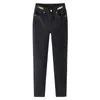 女子ジーンズデザイナー2023 New Black Ft Design Sense Slim Fit Elastic Pencil White Pant Trkgm7 13xm