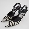 Sandały Strappy moda kobiet Zebra Zwierzęcowe pięty kobiety wysokie obcasy Kobiety Pumps Stoletto Slingback Buty dla kobiet