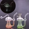 Красочный стеклянный бонг с масляной горелкой, кальян Ashcatcher, толстый пирекс, пьянящий гриб, светящийся в темноте, ручные бонги Recycler Dab Rig с шарниром 10 мм, BJ