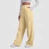 Damenhosen, Damen-Jogginghose mit Fleece-Futter, hohe Taille, gerades Bein, lässig, schmal, lange Hose, solide Jogginghose, Damenbekleidung