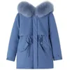 Kvinnor Parka Fashion Long Coat Wool Liner Hooded Parkas Winter Jacket Slim With Fur Collar Warm Snow Wear vadderade kläder 240102
