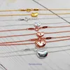 TifannisSM Necklace Titanium Steel T Classic for Women S925 Sterling Silver Bean Necklace With Acacia Red Bare Pea Female 18K Rose Gold har originallåda