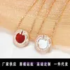 High Quality Tifannissm Stainless Steel Designer Necklace Jewellery T Family Circle Double with Diamonds White Shell Silver and Small Have Original Box