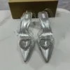 Sandały luksusowe rhinestone wysokie obcasy buty spiczasty palce u nogi pvc przezroczyste damskie damskie sandalias cudetto kryształy zapatos mujer