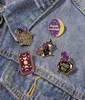 European Magic World Witch Hat Brosches Geometric Circle Round Rose Lapel Pins Unisex Alloy Emamel Moon Sun Star Clothes Badge Jew8520743