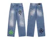 Hommes Designer Faire vieux Chromees Hearts Jeans Chrome Pantalon droit Coeur Croix Broderie Lettre Prints pour femmes hommes Jeans #Qa
