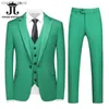 Pakken voor heren Blazers M-6XL (jas + vest + broek) Bruidegom Bruiloftsjurk Host Stage Formeel pak Heren kantoorpak 3-delig set terug Bouble Vent Q230103