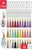 90-delige acryl transparante cirkelschijven sleutelhanger blanco Colorf kwastje sleutelhangers met ketting ringetjes voor doe-het-zelf-project Bdejewe6585887