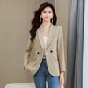 Costumes pour femmes Insozkdg Kaki Blazer Femmes 2024 Automne Hiver Casual Petite Ajustée Bureau Lady Costume Design À La Mode Fille Manteau