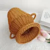 Simulation Rattan Woven Flower Vase Retro Tabletop Decoration Plants Flower Pot Handmade Rattan Flower Basket Gardening Supplies 240103