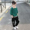 Spor Çocuk Giysileri Çocukların Takip Teen 6 8 10 12 14 Yıllık Erkek Giyim Setleri Bahar Sonbahar Moda Hoodie Pants 240103