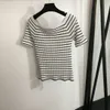 1221 2024 Runway Autumn Brand SAme Style Sweater Short Sleeve V Neck Womens Clothes High Quality Womens 20231155