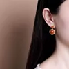Boucles d'oreilles pendantes en argent sterling S925 avec agate rouge du sud pour femme, géométrique, simple, ronde, mode, grâce raffinée, bijoux élégants