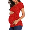 liu qu co women's Maternity Shirts半袖ネクタイフロントラップトップvneck妊娠看護妊娠服240102