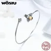Necklaces Wostu Genuine Sterling Sier Hot Sell Bee Glitter Chain Bracelet for Women Original Link Bangle Fashion Jewelry Gift Cqb104