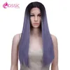 Pruiken Synthetische pruiken Klassiek Plus Kanten Voorkant Pruik Lang Recht Cosplay Haar Voor Vrouwen Ombre Blond Paars Roze Blauw Groen Hittebestendig