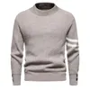 Мужские свитера, нижняя рубашка, свитер, теплая лоскутная вязка, повседневный пуловер с круглым вырезом, мужские топы