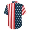 Camisas casuais masculinas bandeira americana camisa solta férias as estrelas e listras gráfico havaiano manga curta elegante blusas de grandes dimensões