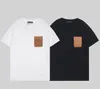 Designer t camisa verão manga curta oversized couro bolso no peito t-shirt homens camiseta tee branco mulheres roupas masculinas