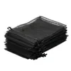 Gift Wrap 100PCS Black Organza Bags 9X12cm Mesh Wedding Favour With Drawstring For Jewelry Makeup Candy Baby Shower